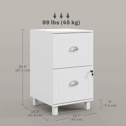 2-Drawer Small Filing Cabinet, Lockable, Adjustable Hanging Bars, White Office Cabinets & Cupboards at Gallery Canada