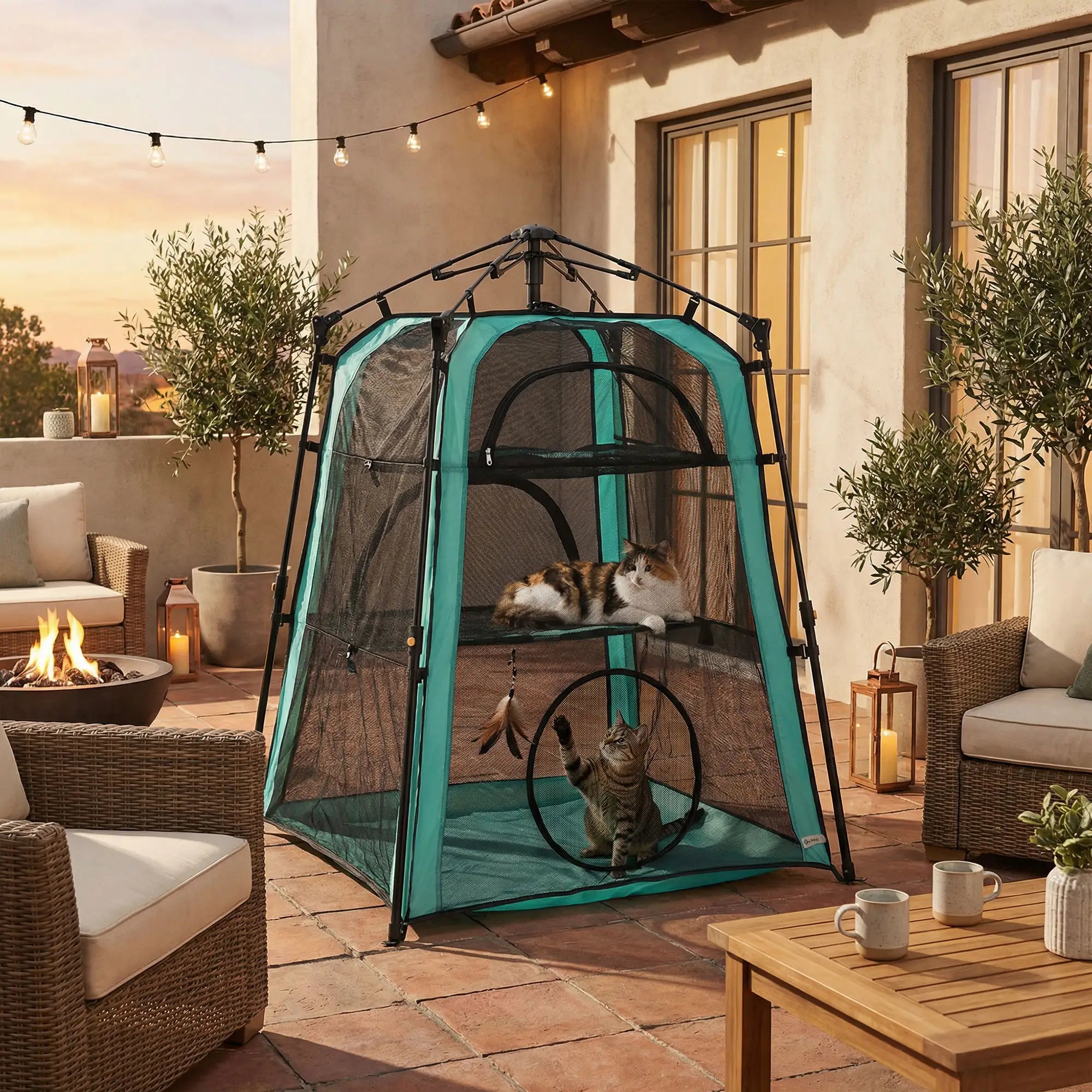Cat Tent, 3-Tier Portable Pet Tent, Multi-Door, Carry Bag, Breathable Mesh Cat Houses at Gallery Canada