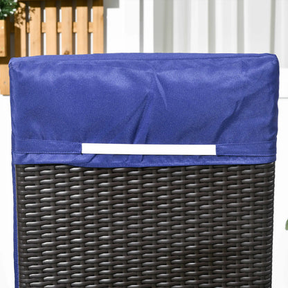 Outdoor Lounger, Deck Chair with Headrest, 5-Level Adjustable, Deep Coffee, Navy Blue Chaise Loungers at Gallery Canada