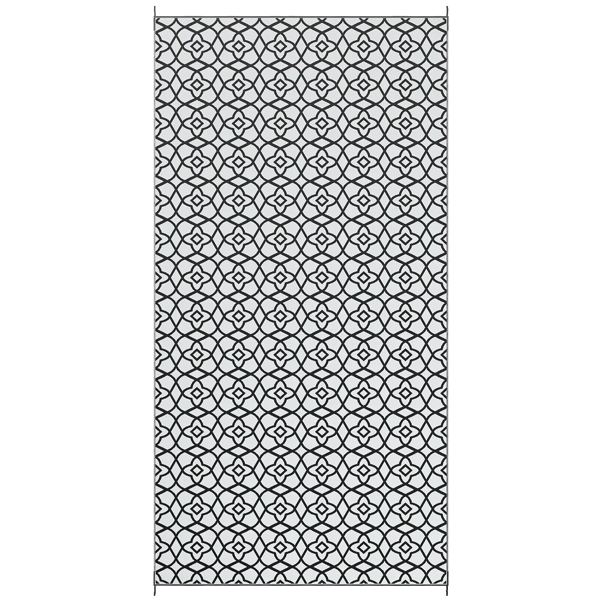 Reversible Outdoor Rug, Waterproof, 9' x 18', Clover, Black and White Outdoor Reversible Rugs Options at Gallery Canada
