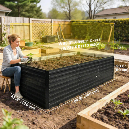 8' x 4' x 2' Raised Garden Bed, Galvanized Planter Box, Black Galvanized Planter Boxes at Gallery Canada
