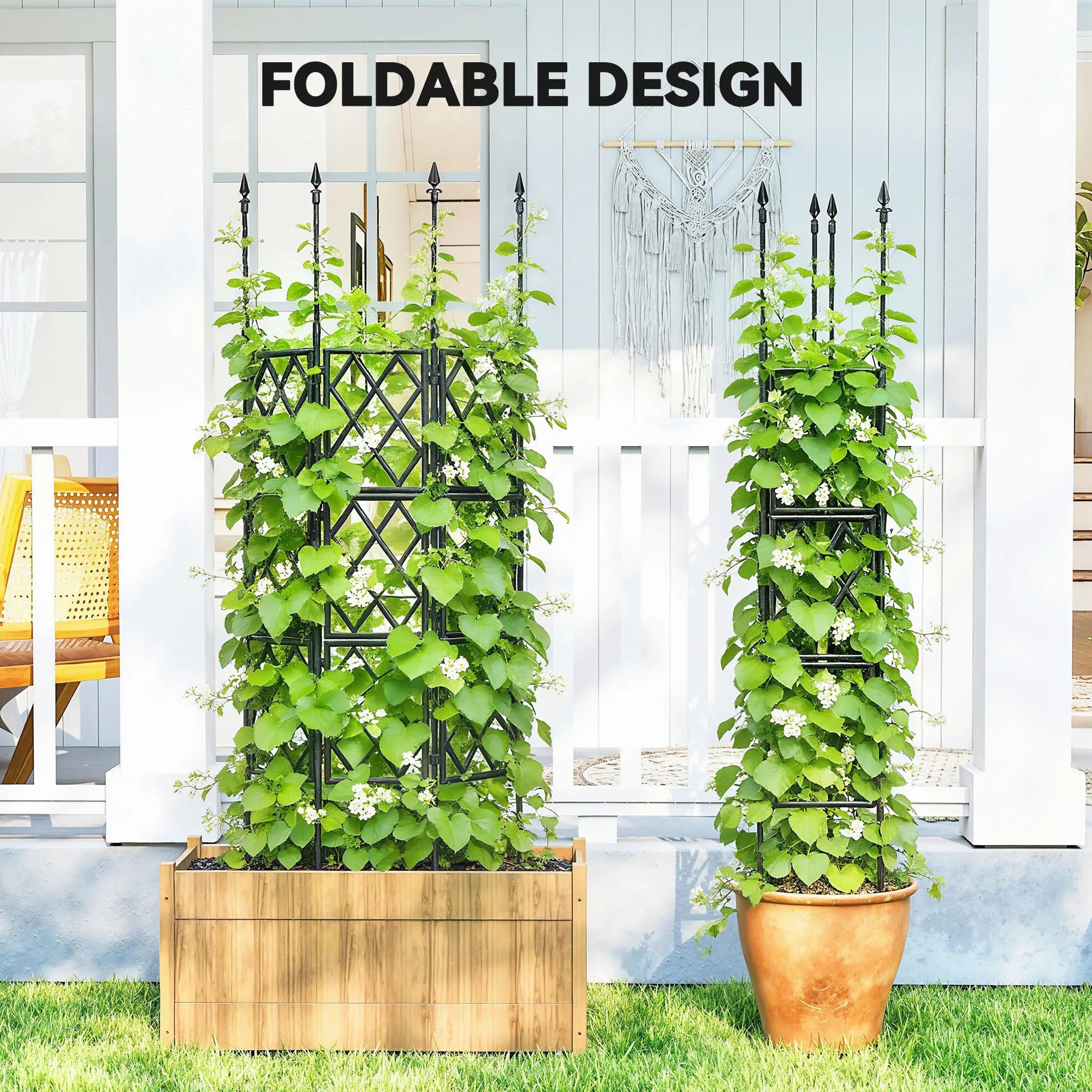 Foldable Garden Trellis, 33.5 x 77.6 Inch, Lattice Climbing Support, Black Plant Stands at Gallery Canada