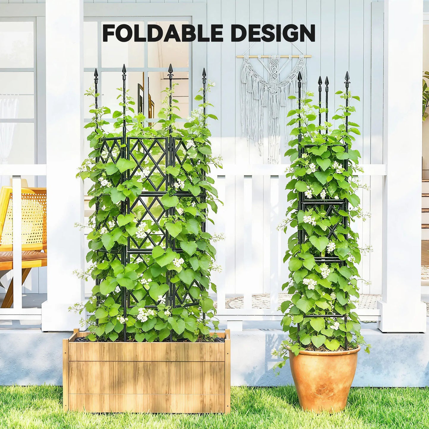 Foldable Garden Trellis, 33.5 x 77.6 Inch, Lattice Climbing Support, Black Plant Stands at Gallery Canada