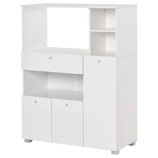 Compact Kitchen Pantry Cabinet, Microwave Stand with Drawer, White Kitchen Pantry Cabinets White at Gallery Canada
