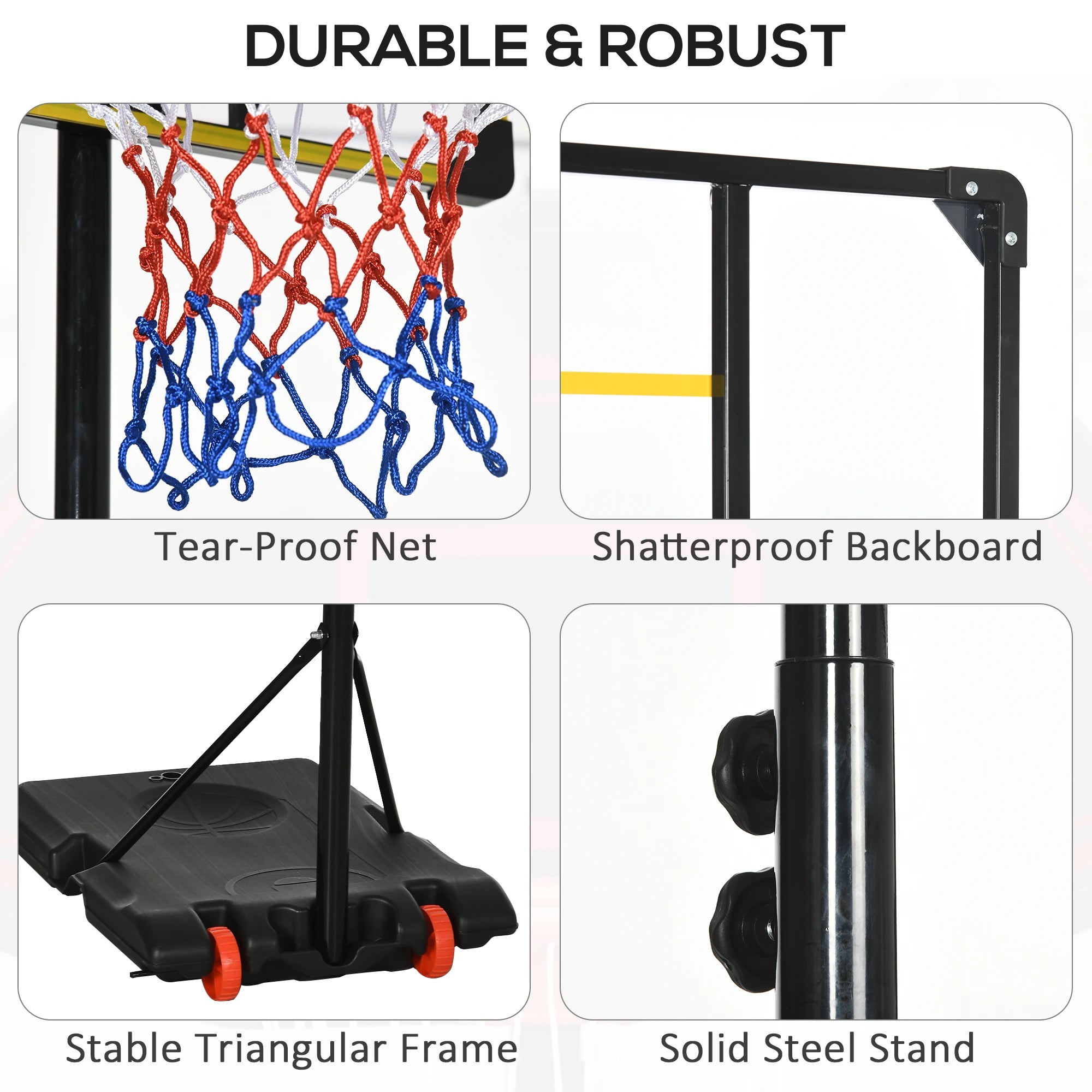 Portable Basketball Hoop, 6ft-7ft Adjustable, Wheels, 28