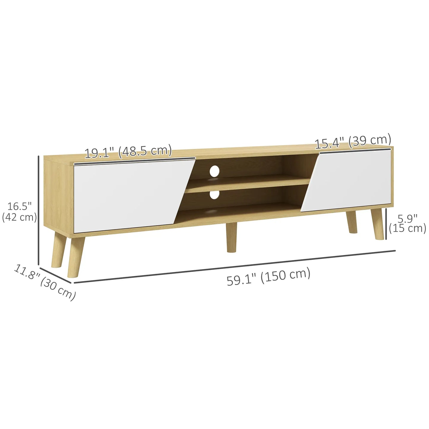 TV Stand for 65 Inch TV, Entertainment Center, Oak White, White TV Stands at Gallery Canada
