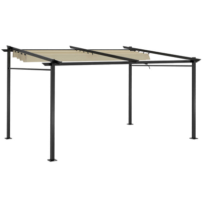 Metal Pergola, Sliding Roof Canopy, Retractable, 10' x 13', Beige Pergolas Beige at Gallery Canada