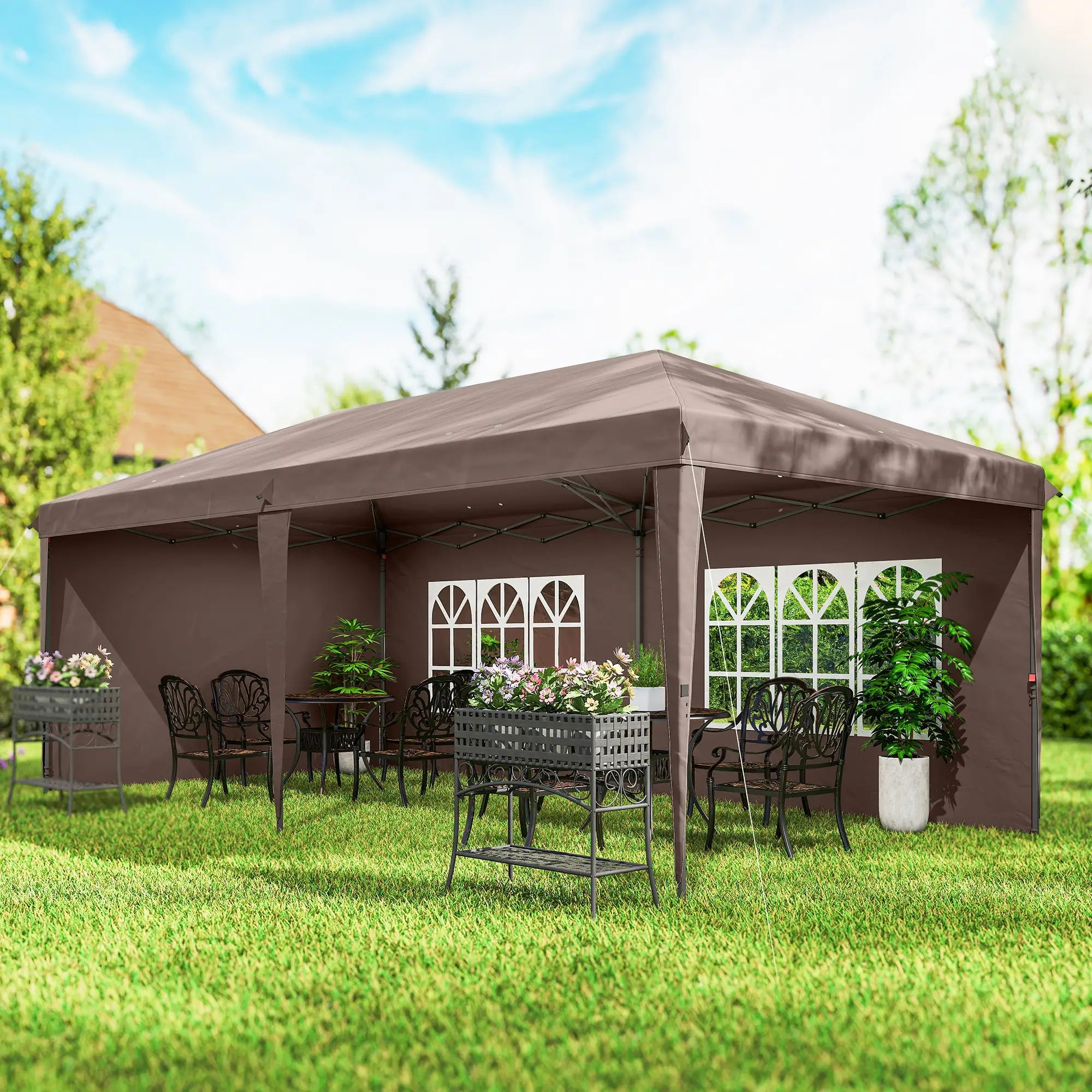 10' x 20' Pop Up Canopy Tent, Instant Shelter With Carrying Bag, Coffee Pop Up Canopies at Gallery Canada