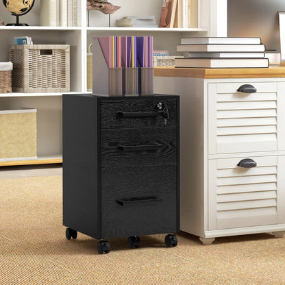 Lockable 3 Drawer Vertical File Cabinet, Hanging Bars, Letter and A4 Size, Black Office Cabinets & Cupboards at Gallery Canada