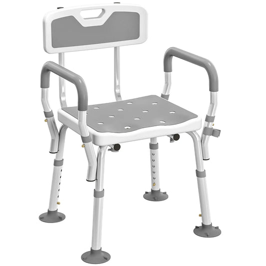 Adjustable Shower Chair With Arms, Back, Padded Seat, Light Grey Bath Chairs White, Light Grey at Gallery Canada