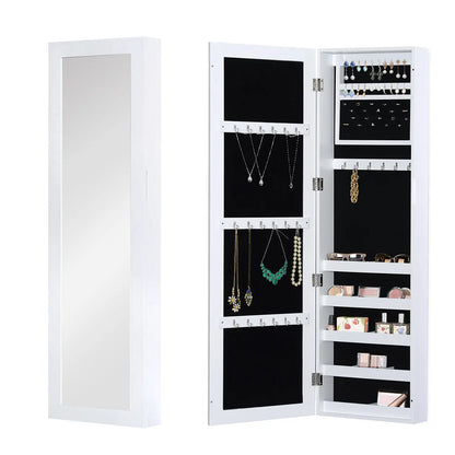 Mirror Jewellery Cabinet With Full Length Mirror, Wall Mounted Organizer, White Jewelry Armoire & Jewellery Mirror Cabinets White at Gallery Canada