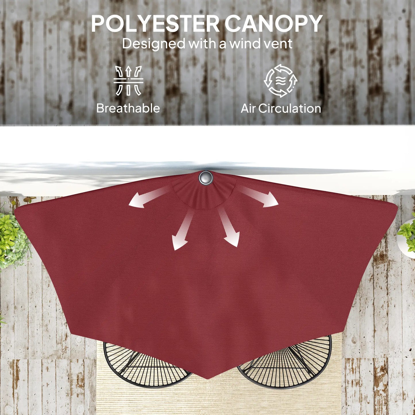 9ft Half Round Patio Umbrella, 5 Ribs, Sun Shade, Wine Red Half Round Umbrellas at Gallery Canada
