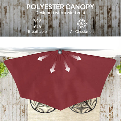 9ft Half Round Patio Umbrella, 5 Ribs, Sun Shade, Wine Red Half Round Umbrellas at Gallery Canada