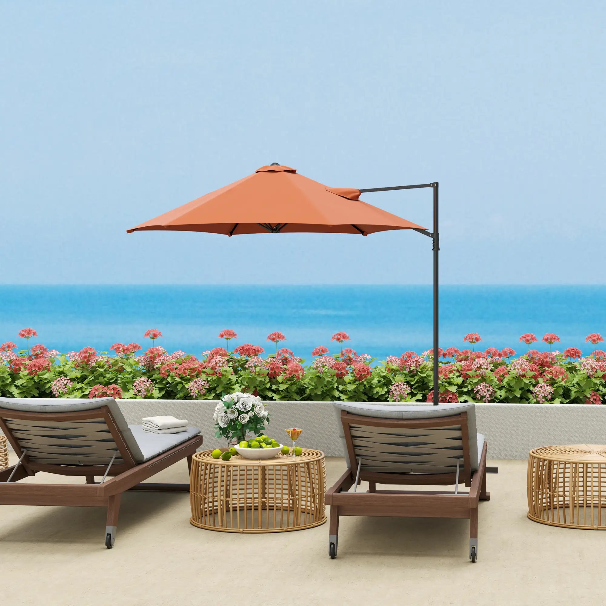 8.5FT Offset Patio Umbrella, 360° Rotation, Orange Offset Cantilever Umbrellas at Gallery Canada