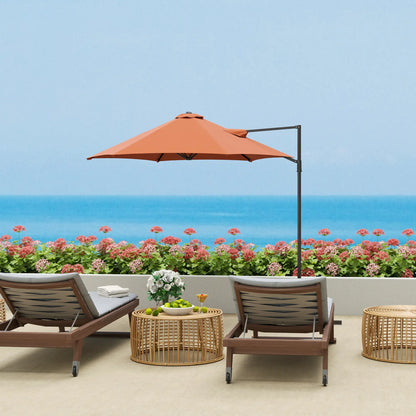 8.5FT Offset Patio Umbrella, 360° Rotation, Orange Offset Cantilever Umbrellas at Gallery Canada