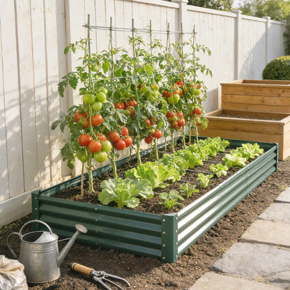 12 x 4 x 1ft Galvanized Raised Garden Bed, Reinforced Outdoor Planter Box, Green Galvanized Planter Boxes at Gallery Canada