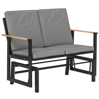 Outdoor Glider Bench For 2 Person, Thick Cushions, Dark Grey Outdoor Gliders at Gallery Canada