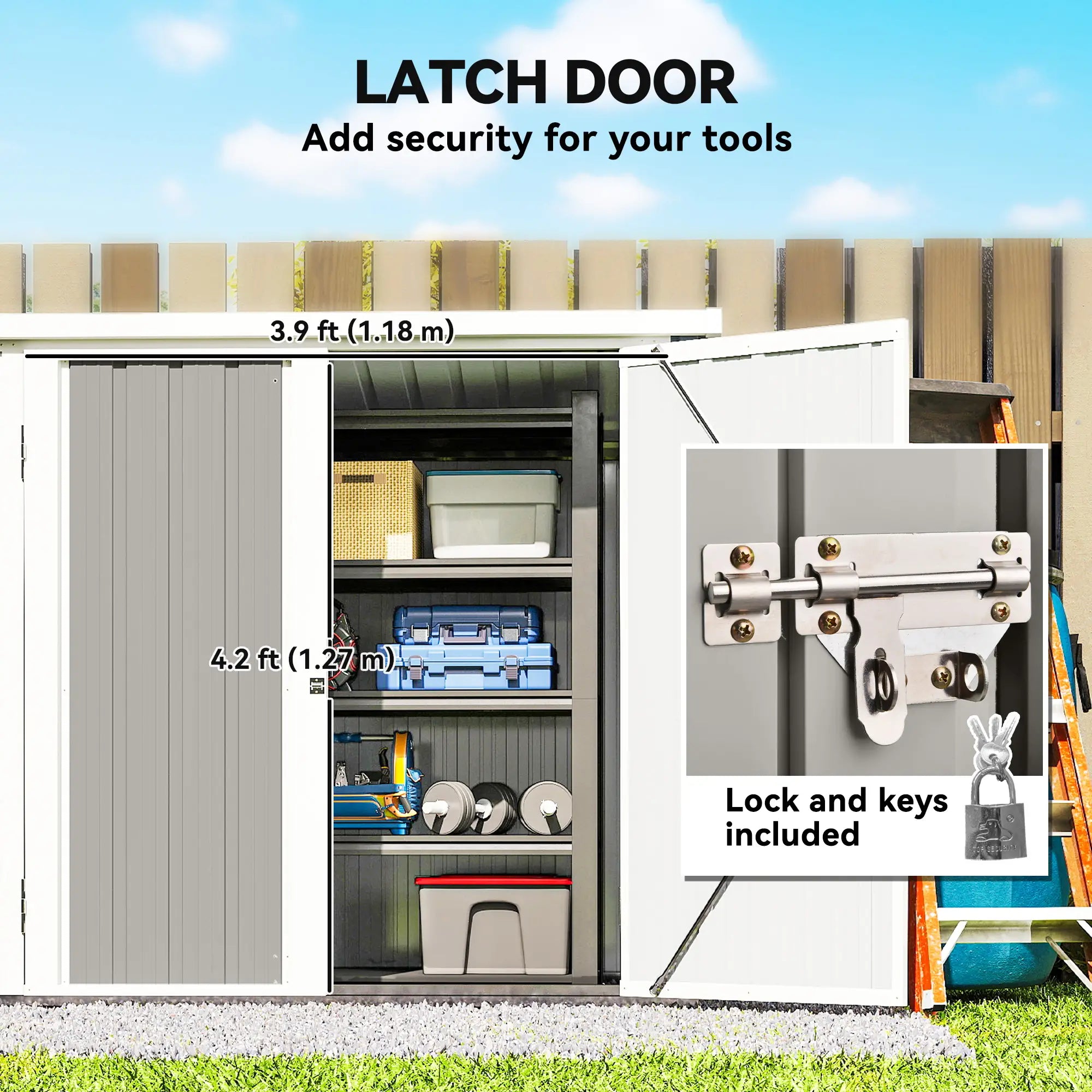 5' x 3' Metal Garden Storage Shed, Tool House With Double Doors Sheds at Gallery Canada