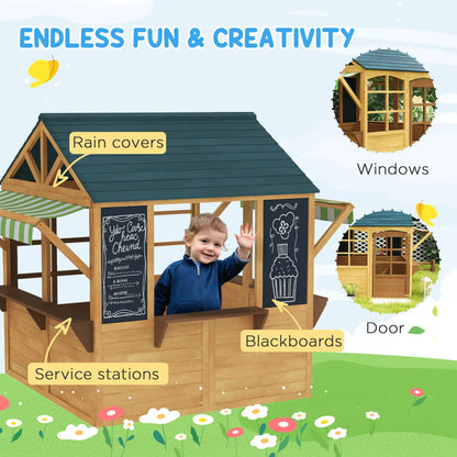 Foldable Wooden Playhouse for Kids, Snack Bar, Working Door, Brown Play Houses at Gallery Canada