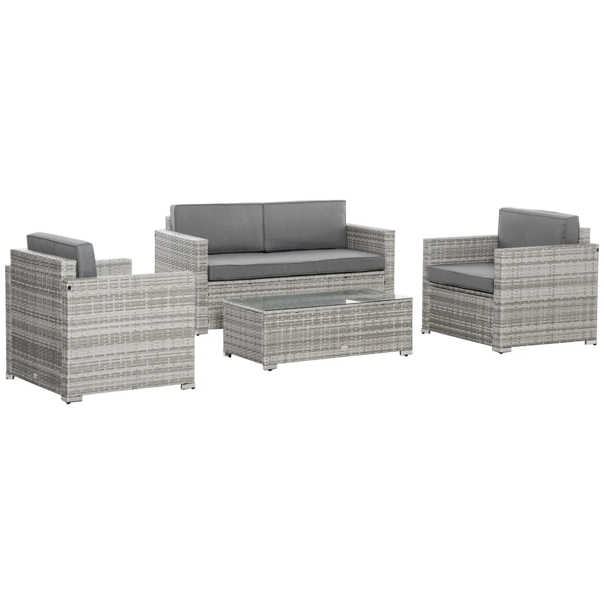 4-Piece Outdoor PE Rattan Sofa Set, Extra Wide Seat, Mixed Grey Patio Furniture Sets at Gallery Canada