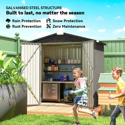 6.5' x 4' Outdoor Storage Shed, Metal Garden Shed, Light Grey Sheds at Gallery Canada