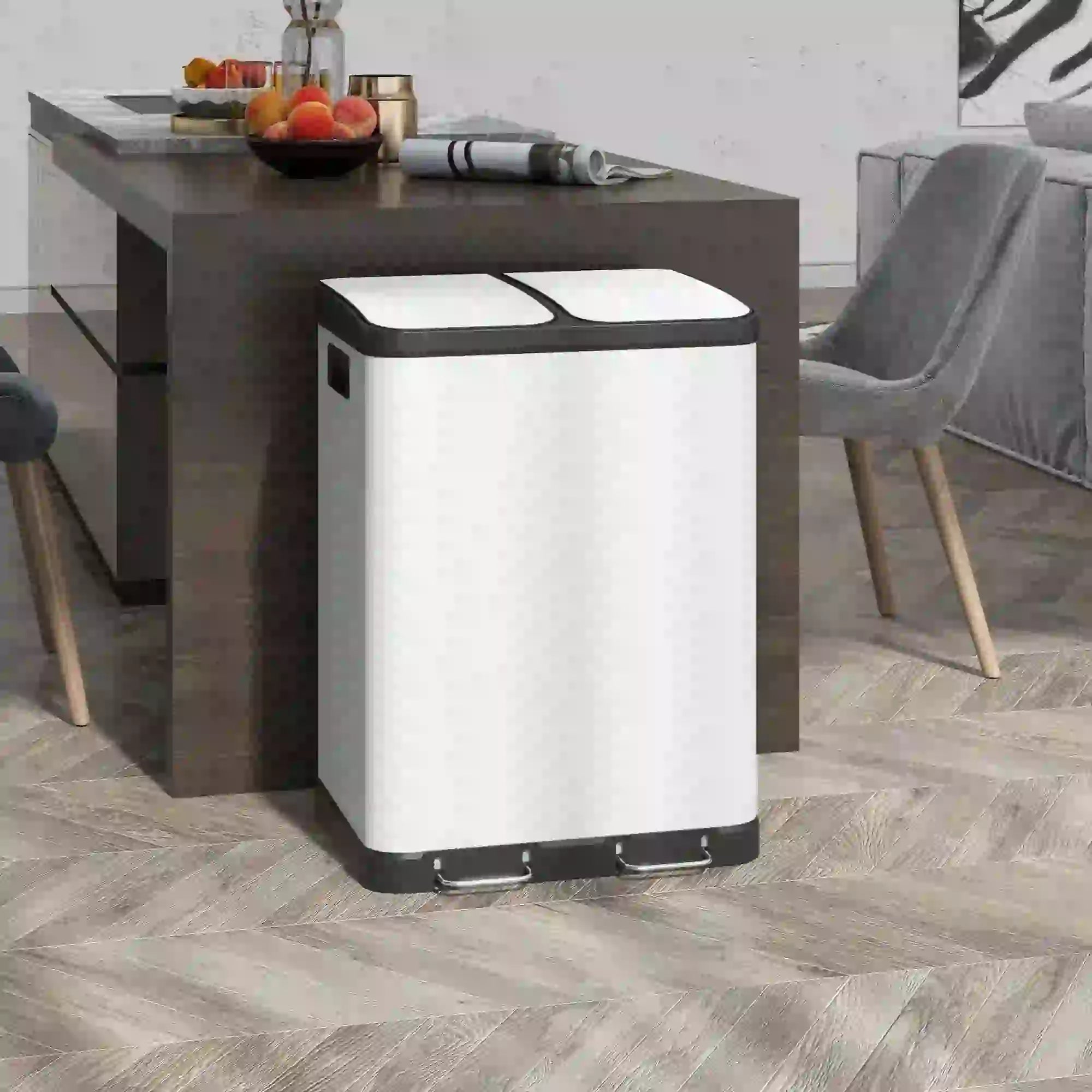 Kitchen Garbage Bin, 2 x 7.9 Gal, Soft-Close With Removable Buckets, White Small Kitchen Appliances at Gallery Canada