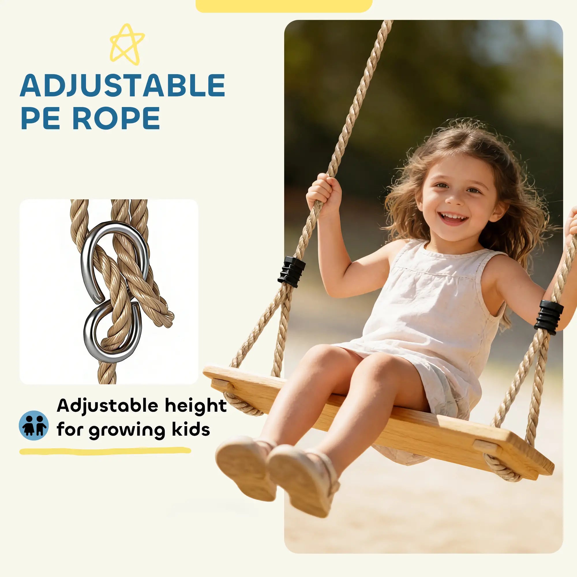 Wooden Swing Seat, Adjustable Rope, Outdoor Playground Playset Gym Sets & Swings at Gallery Canada