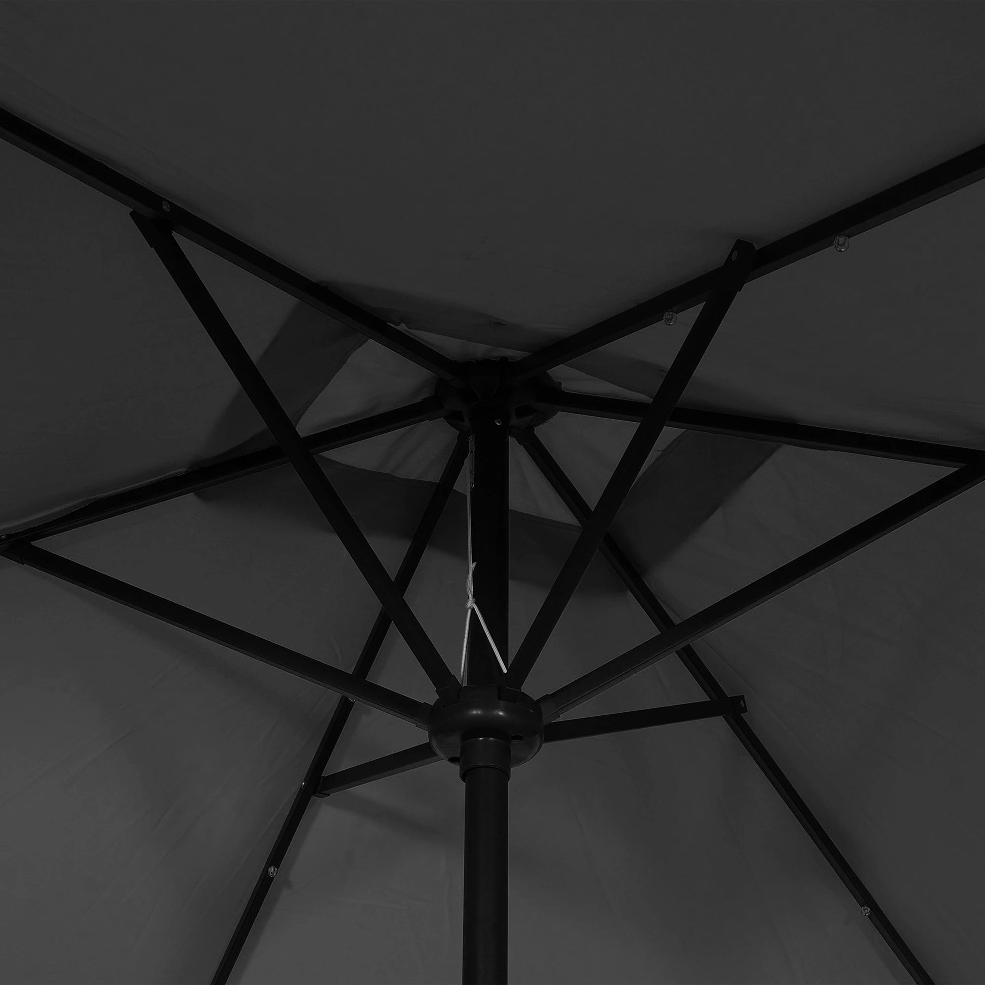 6' x 10' Rectangular Patio Umbrella, 22 LED Solar Lights, Tilt, Crank, Dark Grey Sun Umbrellas at Gallery Canada