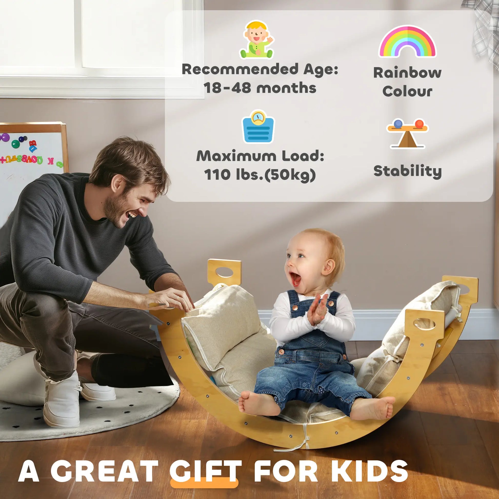 3 in 1 Wooden Climbing Toy for Toddlers, Cushion Pad Baby Gym & Playmats at Gallery Canada