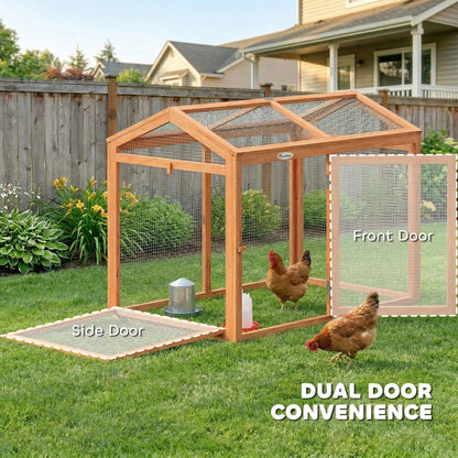 Wooden Chicken Run, Outdoor Coop With Perch, Dual Doors, Hen House Rabbit Hutch Chicken Coops at Gallery Canada