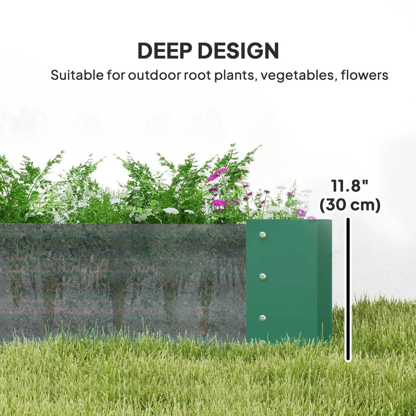 6 x 3 x 1ft Galvanized Raised Garden Bed, Reinforced Outdoor Planter Box, Green