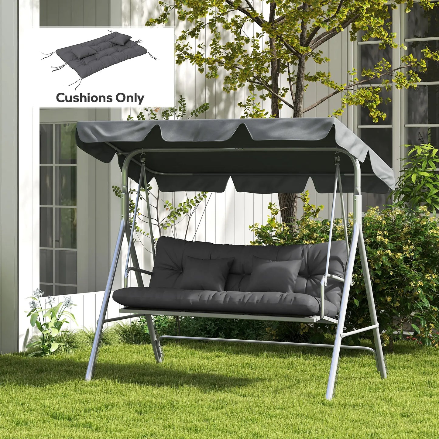 4-Piece Patio Chair Cushion Set, Back and Seat Pillows, Grey Patio Chair Cushions at Gallery Canada