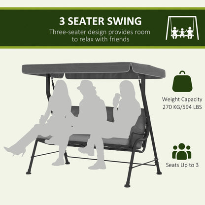 3-Person Patio Swing Chair with Canopy, Light Grey Porch Swings with Canopy at Gallery Canada