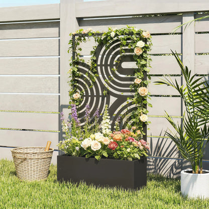 Metal Planter Box With Trellis, 44.5" Raised Garden Bed Privacy Screen Galvanized Planter Boxes at Gallery Canada