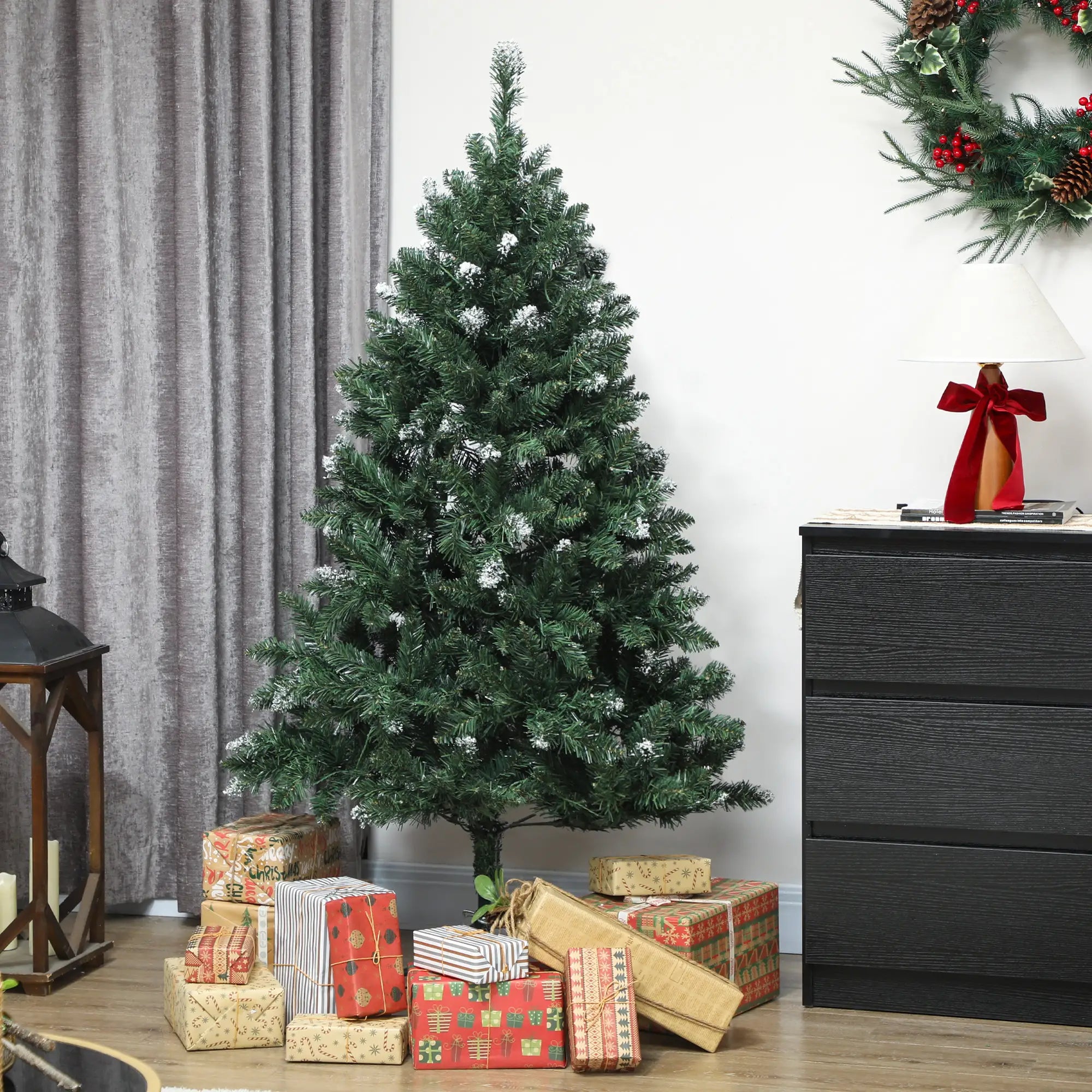 5 ft Frosted Prelit Christmas Tree, Dual Colour LED Light, Hinged, Easy Assembly, Dual Colour Pre Lit Christmas Trees at Gallery Canada