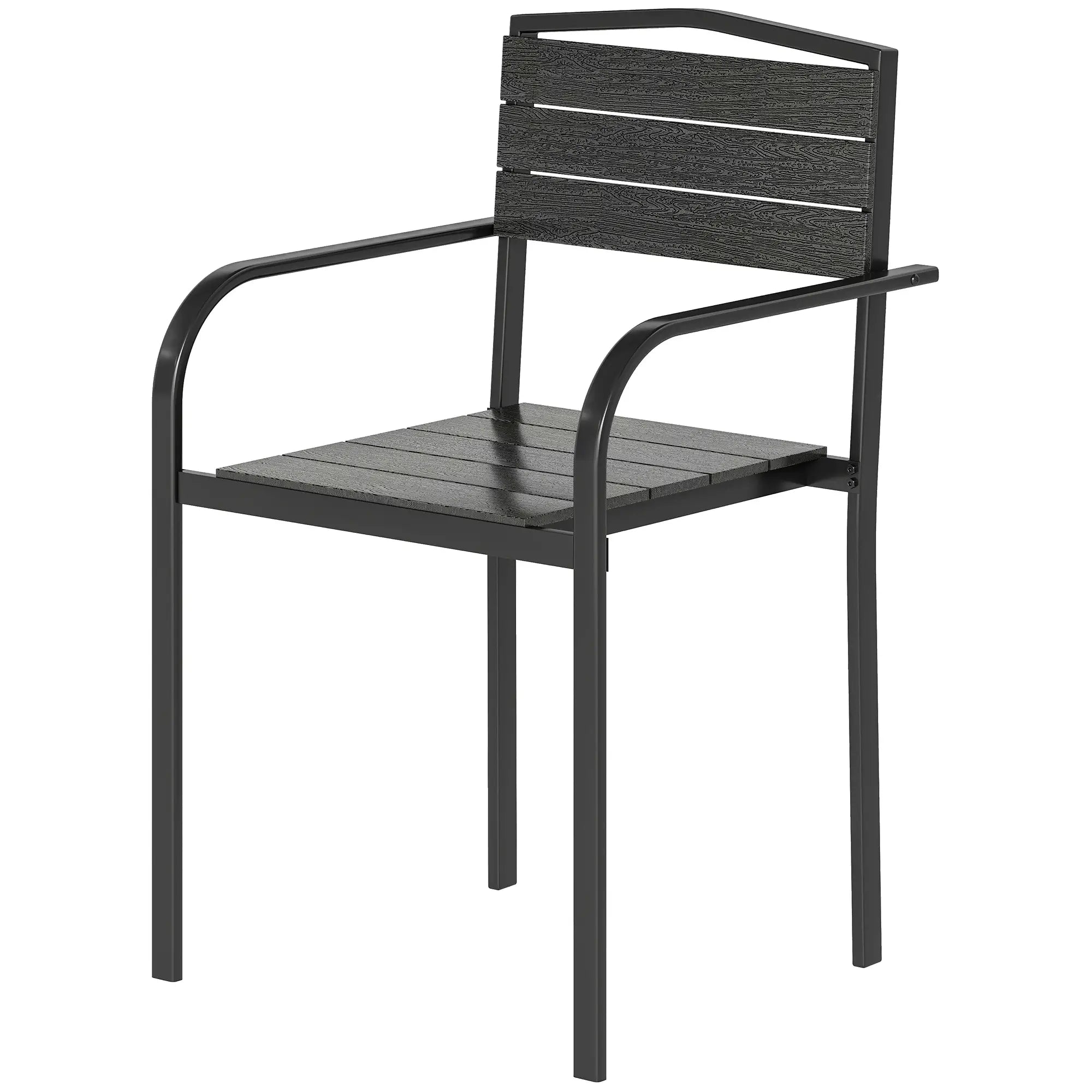 Stackable Patio Chairs Set Of 4, Outdoor Dining Chairs, Black Outdoor Dining Sets Black at Gallery Canada