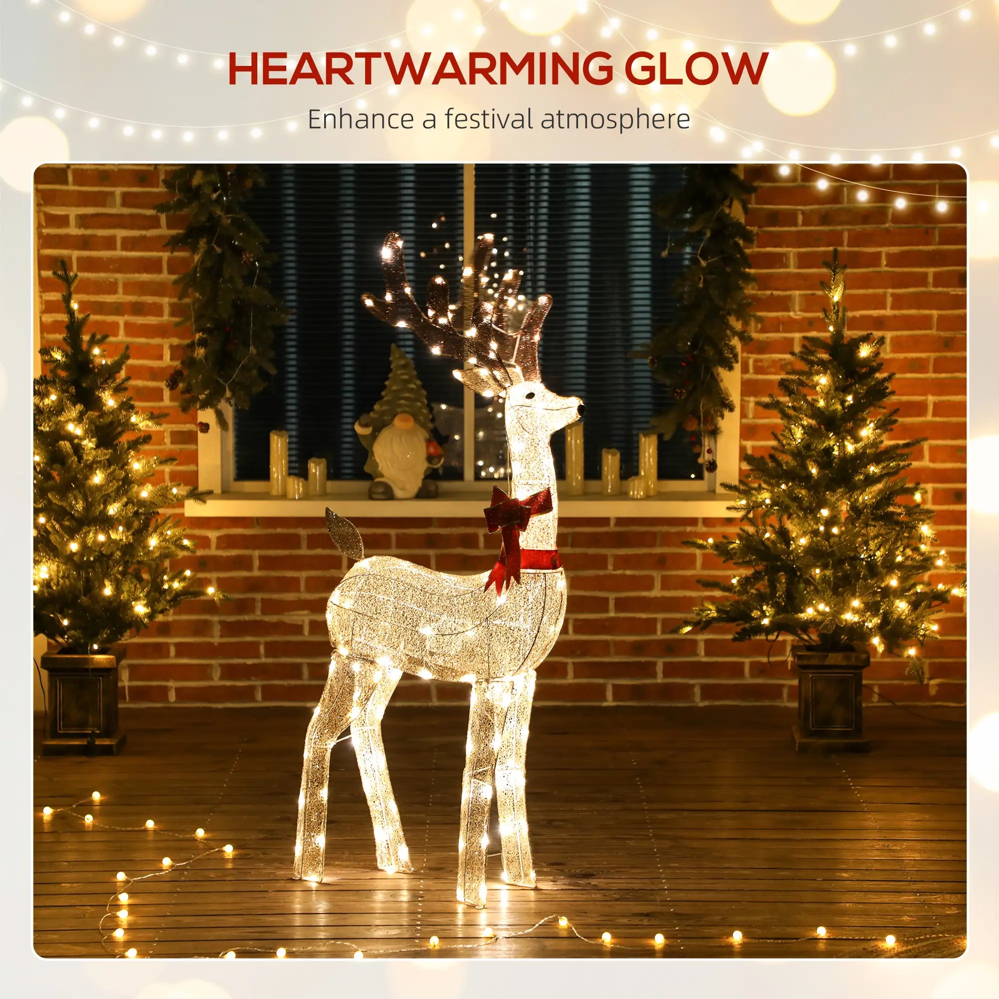 4.4FT Lighted Christmas Deer, Rotating Head, 123 LED Lights, Outdoor Waterproof Christmas Decorations at Gallery Canada