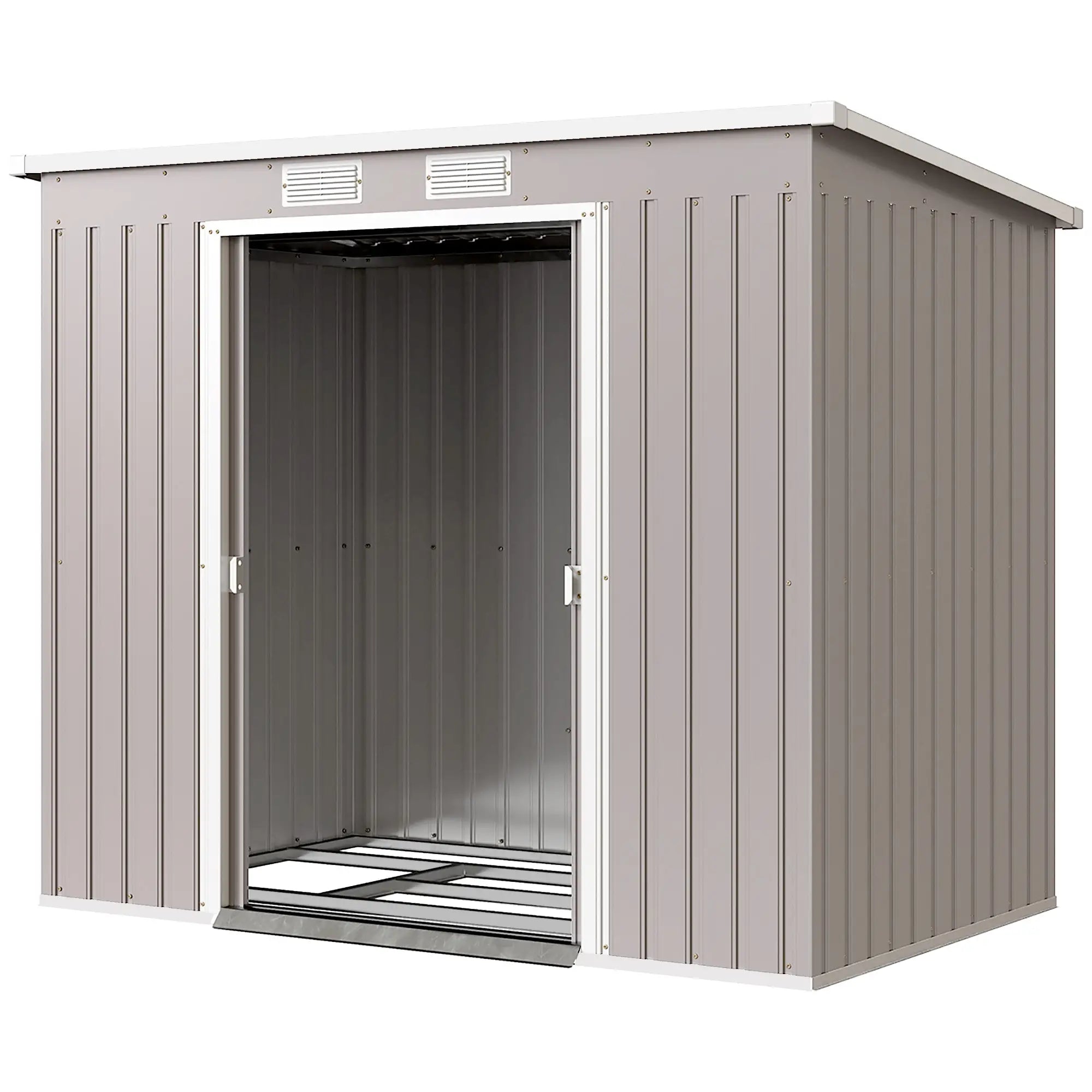 7' x 4' Galvanized Steel Garden Shed, Foundation Kit, Grey Sheds Grey at Gallery Canada