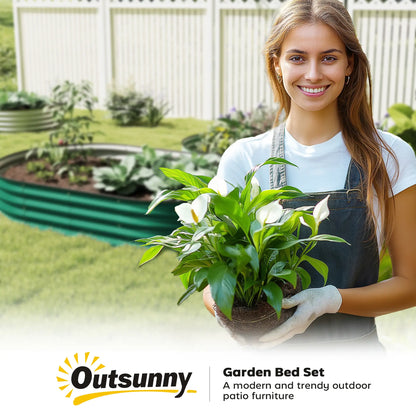 5' x 3' x 1' Galvanized Raised Garden Bed, Green Metal Planter Box, Green