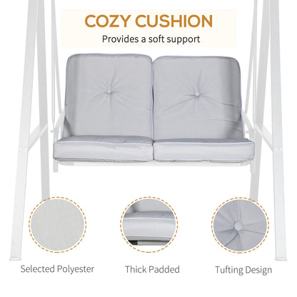 2-Seater Outdoor Porch Swing, Adjustable Canopy, Grey Patio Swings with Stand at Gallery Canada