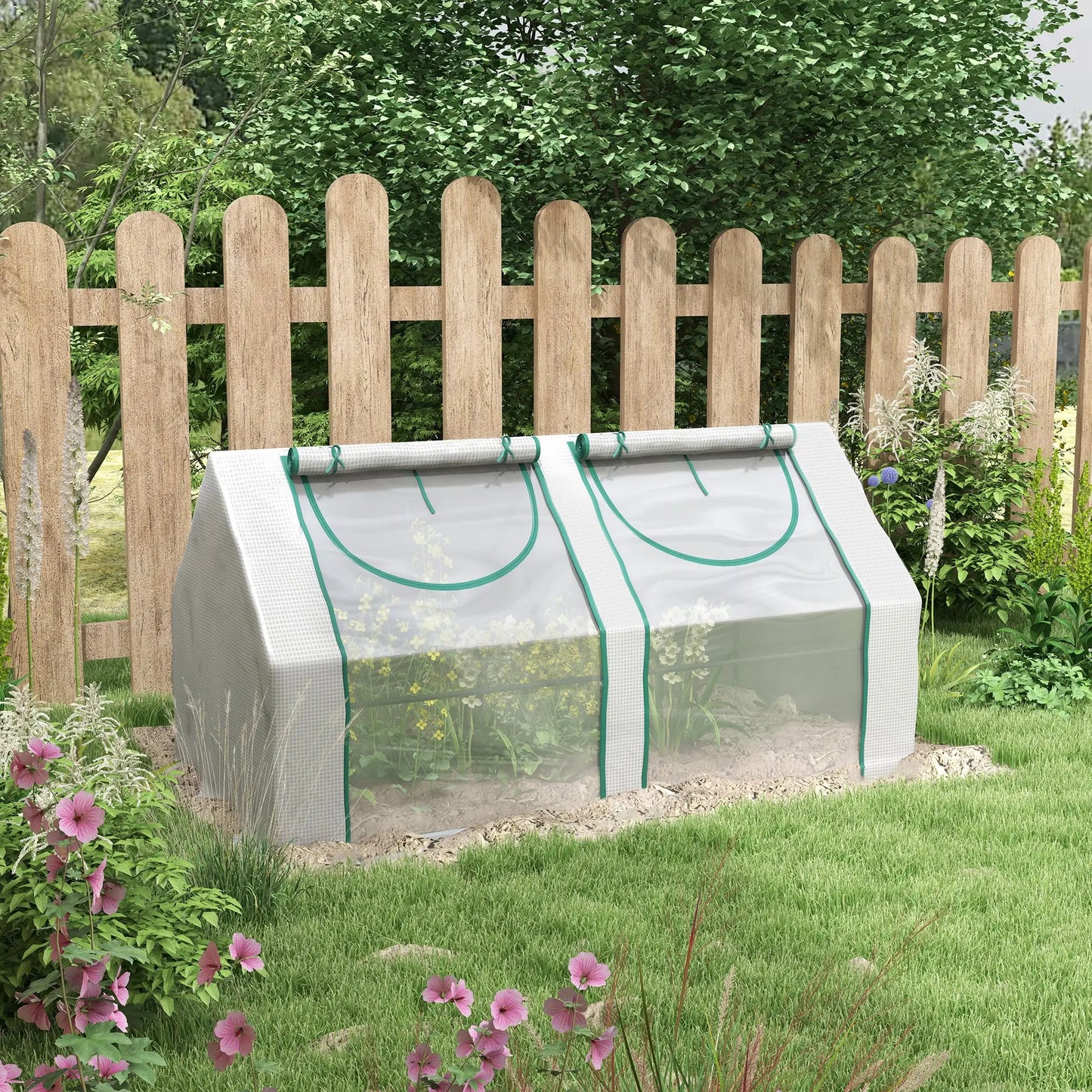 6' x 3' x 3' Portable Mini Greenhouse, 2 PE Covers, Steel Frame, White Mini Greenhouses at Gallery Canada