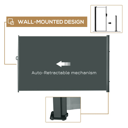 118" x 79" Retractable Patio Awning, Outdoor Privacy Screen, UV Wind Resistant, Grey Side Awnings at Gallery Canada