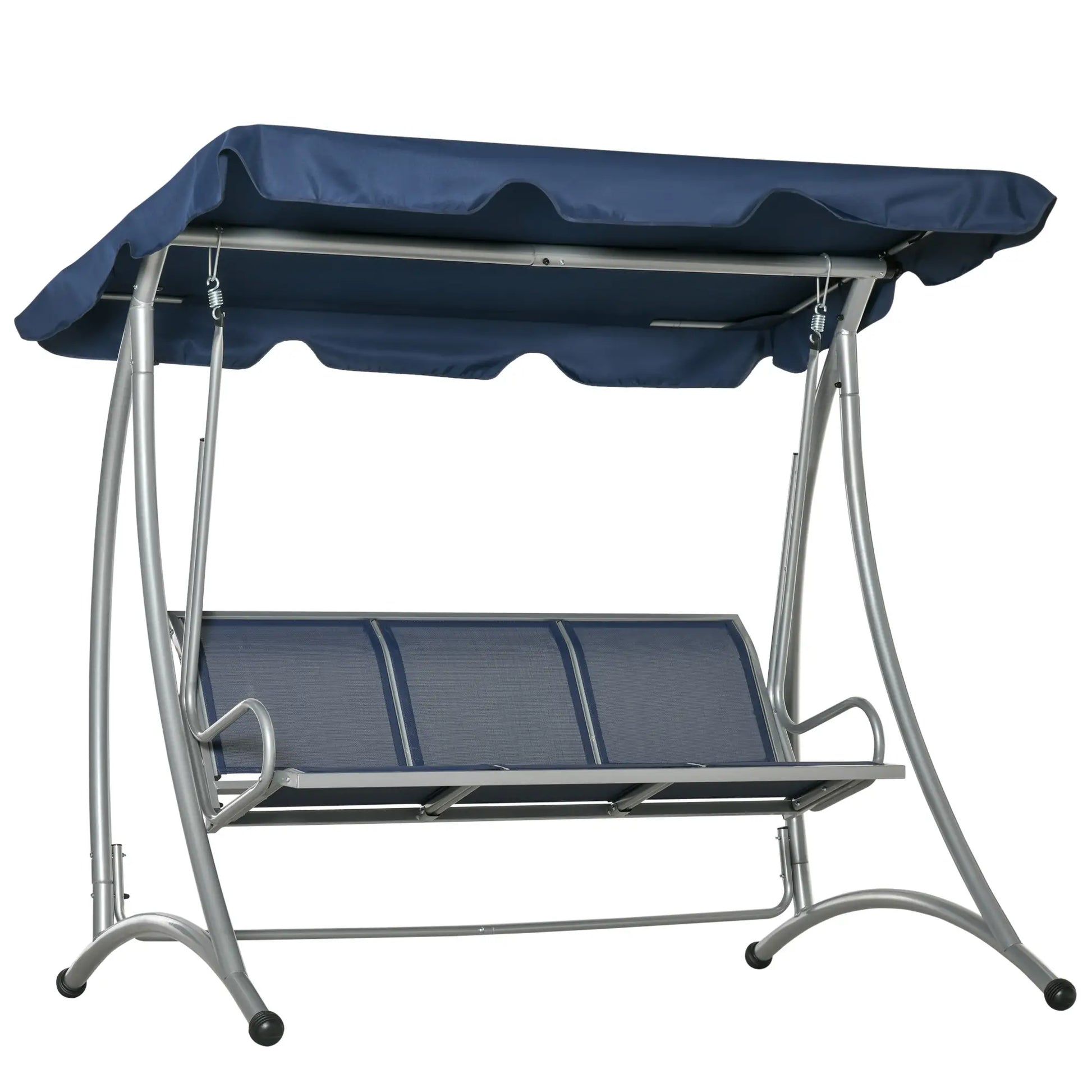 3-Seater Outdoor Swing Bench, Adjustable Canopy, Dark Blue Porch Swings with Canopy at Gallery Canada