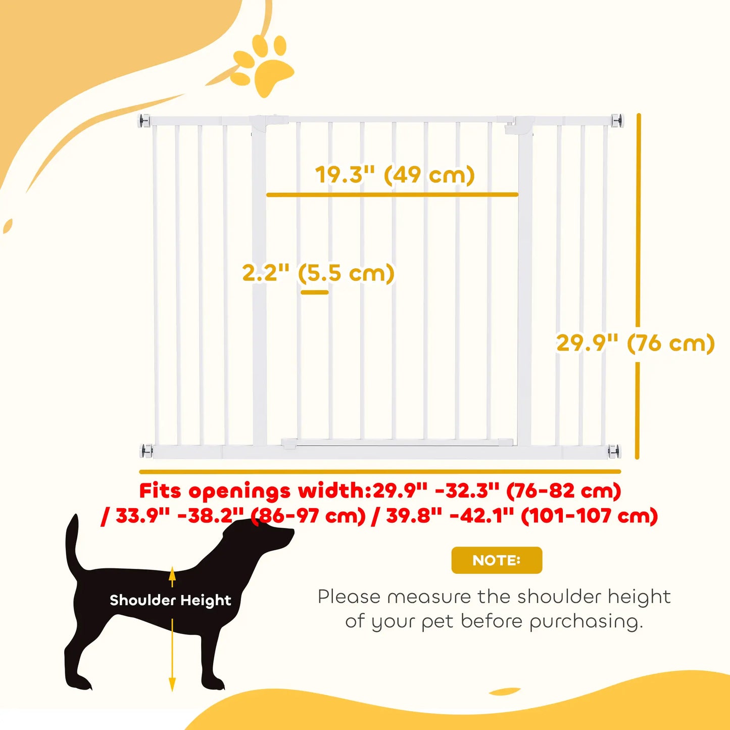 Pressure Fit Dog Gate, 29.9''-42.1'' Width, White Houses, Kennels & Pens at Gallery Canada