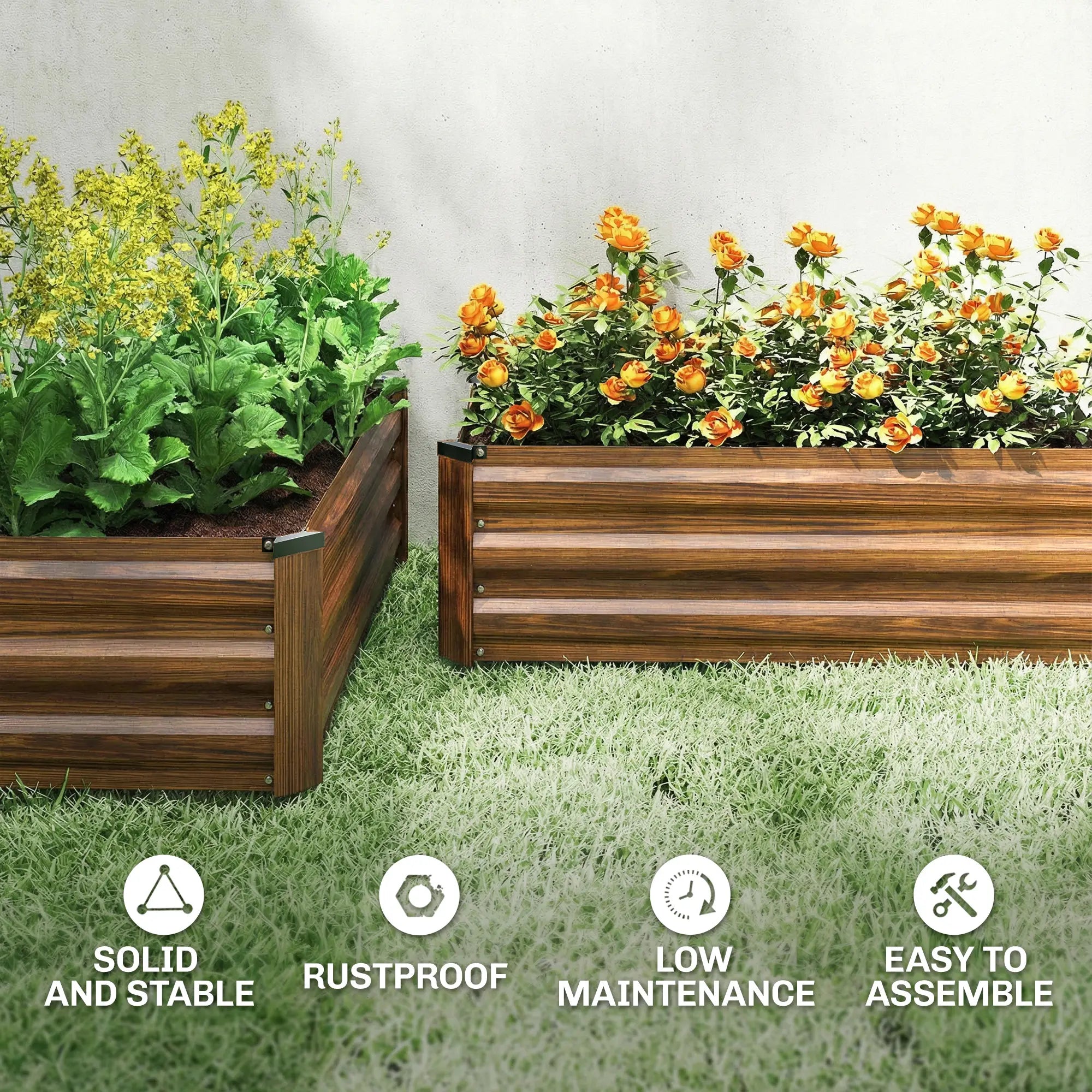 Galvanized Raised Garden Beds, Outdoor Planter Box, Dark Brown Galvanized Planter Boxes at Gallery Canada