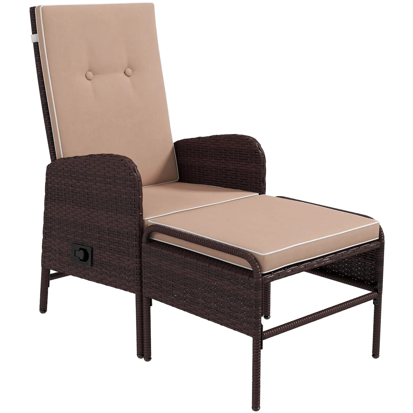 2 Pc Patio Reclining Chair Set with Stool, Cushions, Outdoor, Brown Patio Furniture Sets at Gallery Canada