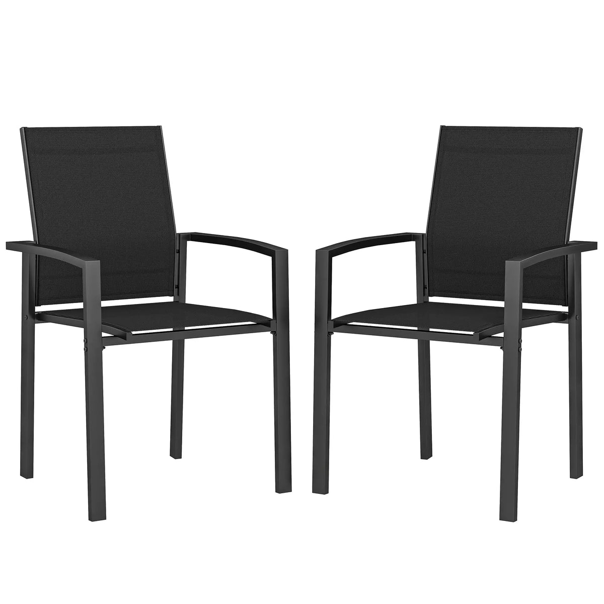 Stackable Outdoor Garden Chairs, Set of 2, Black Patio Chairs at Gallery Canada