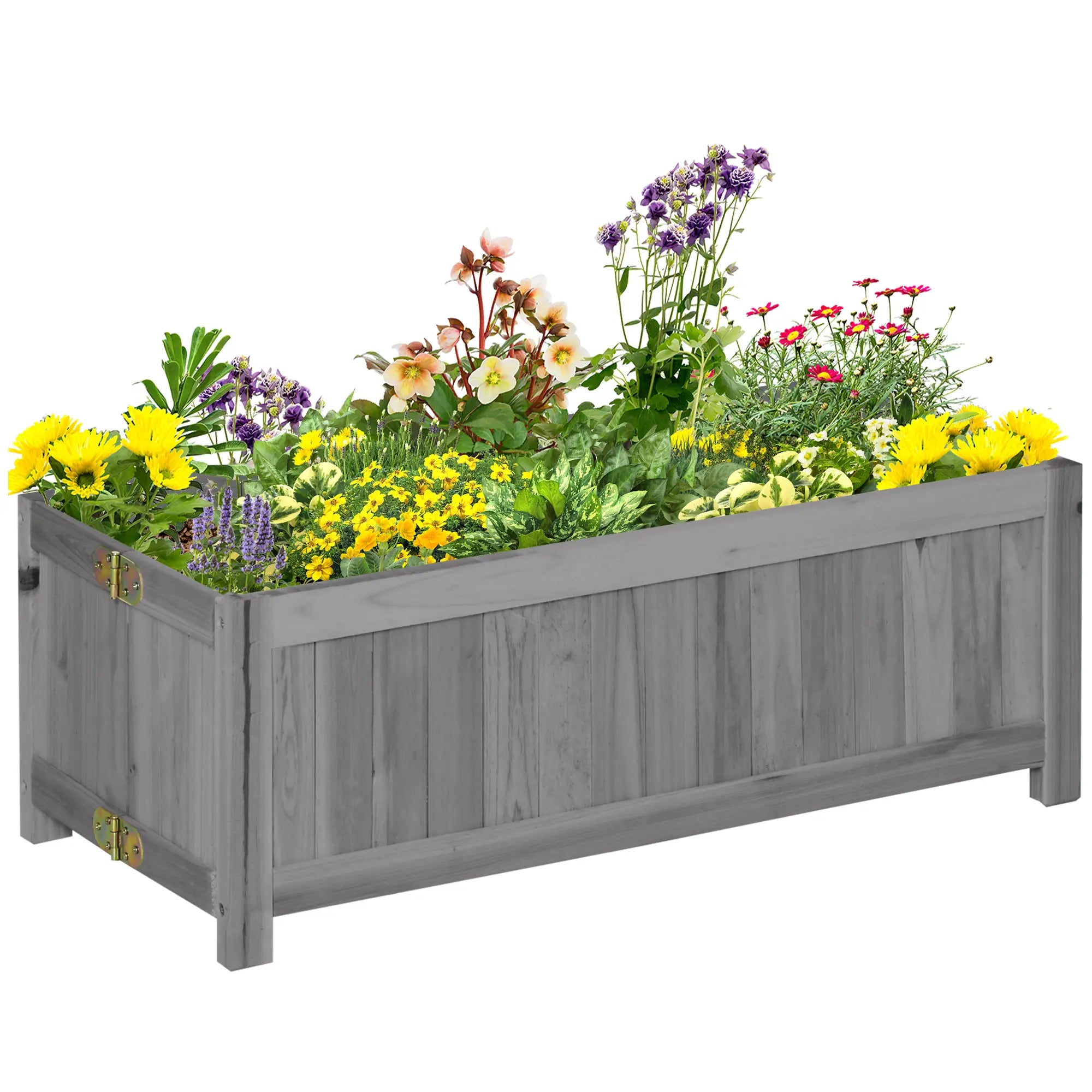 Foldable Elevated Planter Box, Wooden Raised Garden Bed, Grey Wooden Planter Boxes at Gallery Canada