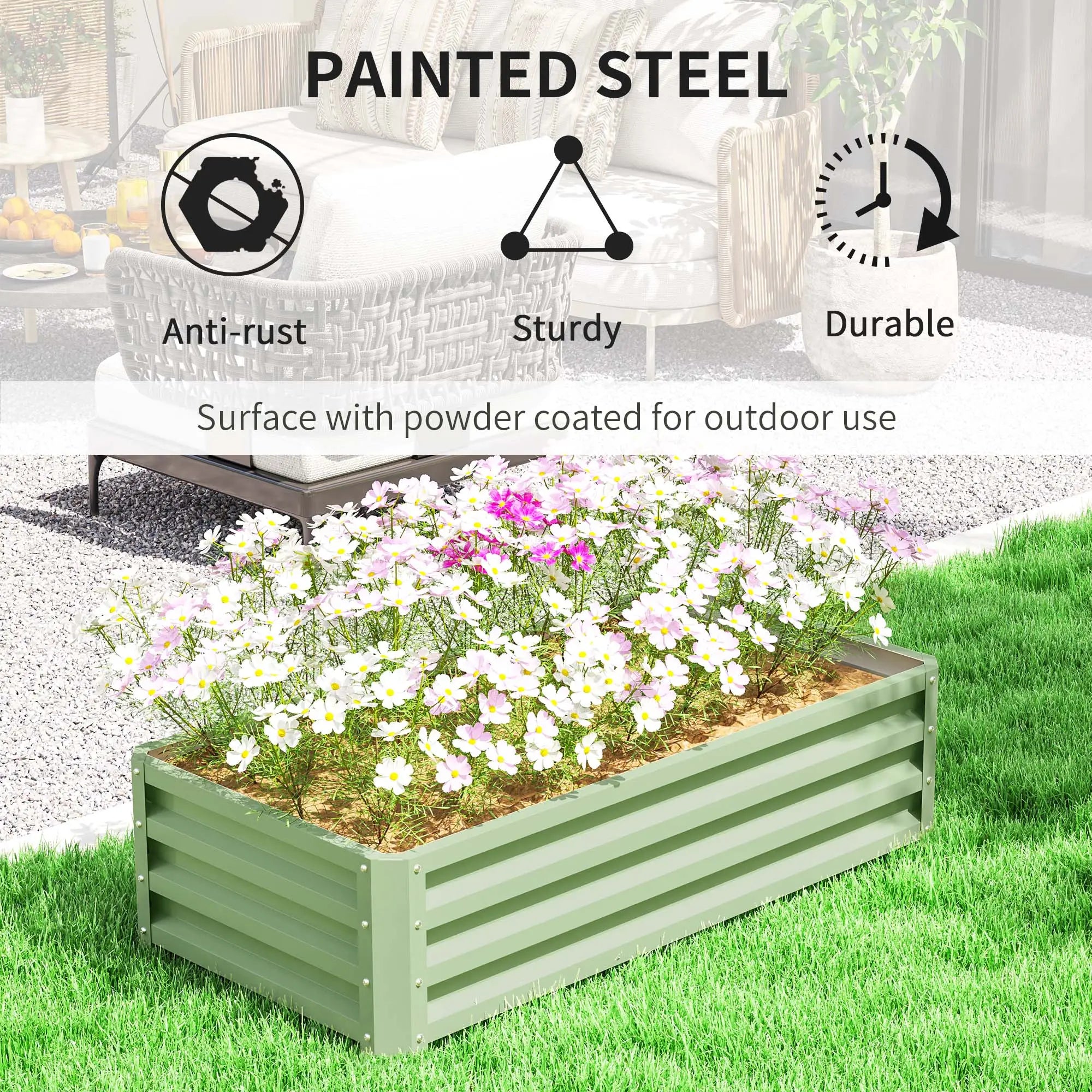 Galvanized Raised Garden Bed, 4' x 2' x 1', Green Galvanized Planter Boxes at Gallery Canada