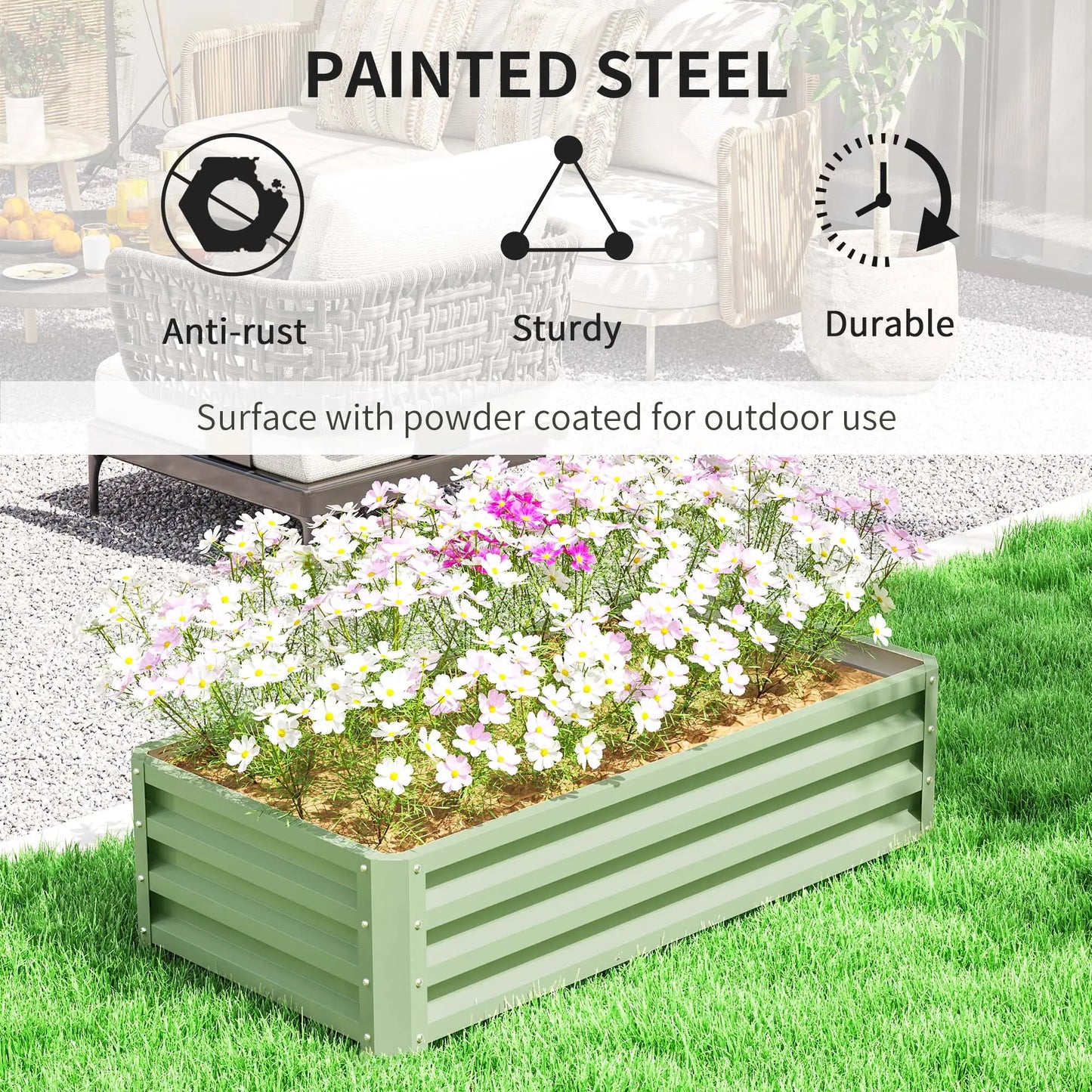 Galvanized Raised Garden Bed, 4' x 2' x 1', Green Galvanized Planter Boxes at Gallery Canada